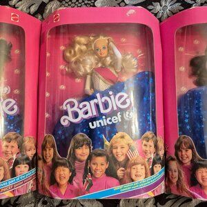 Set of 3 Unicef 1989 Barbies in Box